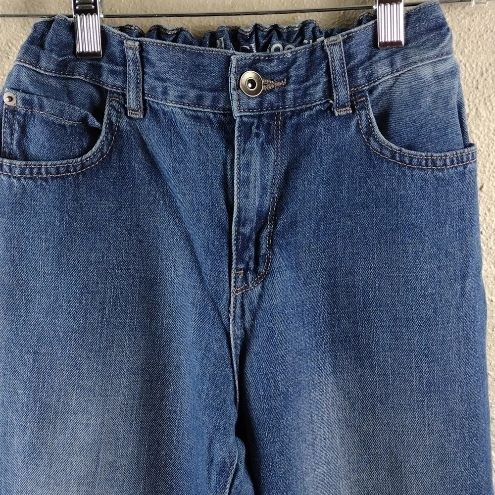 Children's Place Blue Medium Wash Five Pocket Mid Rise Button Zip Boot Cut Jeans